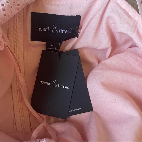 Nwt NEEDLE & THREAD Deconstructed Broderie Dress Pink Medium - Picture 8 of 8